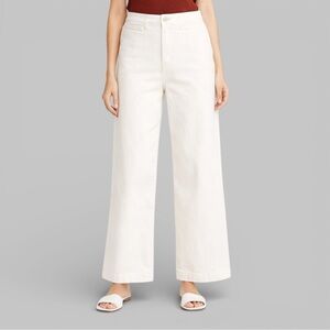 Madewell Women’s Curvy Emmett Wide-Leg Jeans Tile White Welt Pocket Size 30